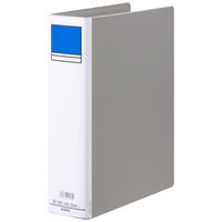アスクル　パイプ式ファイル 両開き　ベーシックカラースーパー（2穴）A4タテ　とじ厚60mm背幅76mm　グレー　3冊  オリジナル