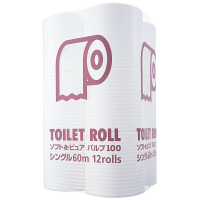 トイレットペーパー　12ロール　パルプ　シングル　60m　オリジナルトイレットロールソフト＆ピュアパルプ100　1パック（12個入）　アスクル オリジナル
