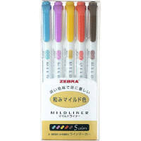 ゼブラ マイルドライナーRC 和みマイルド色 WKT7-5C-RC 1パック（5色入）