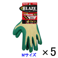 【アウトレット】川西工業　ブレイズ　グリーン　M　作業用手袋　1セット（5双：1双×5）　#2500GM