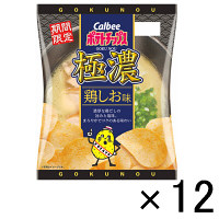 使用不可【アウトレット】【※税率要確認】カルビー　ポテトチップス　極濃鶏しお味　1箱（70g×12袋入）