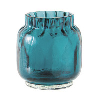 【アウトレット】ファブリック　ミー　ハンドブロウン　ポットベース　ブルー　1個　約直径11×高さ12cm　Fabric mie