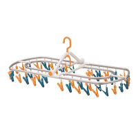 【アウトレット】アルミランドリーハンガー 48ピンチ マスタード＆ターコイズ