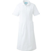 KAZEN ワンピース半袖 （ナースワンピース） 医療白衣 ホワイト×ホワイト LL 021-20（直送品）