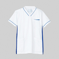 トンボメディカル スクラブ（肩開き） CM301 ホワイト×ロイヤルブルーSS 医療白衣 1枚（取寄品）