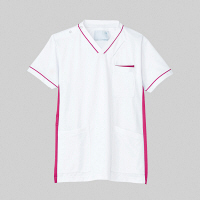 トンボメディカル スクラブ（肩開き） CM301 ホワイト×アマンドピンク S 医療白衣 1枚（取寄品）