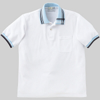 トンボ 介護ユニフォーム キラク 男女兼用ポロシャツ CR106 ホワイト×サックス 4L 1枚（取寄品）
