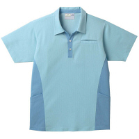 トンボ 介護ユニフォーム キラク 男女兼用ニットシャツ CR155 グレイッシュブルー 4L 1枚（取寄品）