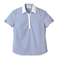 トンボ 介護ユニフォーム キラク レディスニットシャツ CR122 ブルー 4L 1枚（取寄品）