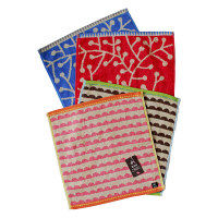 【アウトレット】北欧柄ドット&リーフ ハンドタオル4枚セット 約340×350mm WD445002 1セット（4枚：2柄×各2色） 林