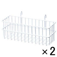 【アウトレット】ワールドクラフト メッシュ用小物カゴ ホワイト 外寸法/幅270×奥行100×高さ95mm 1セット（2個：1個×2） WNB2710WH