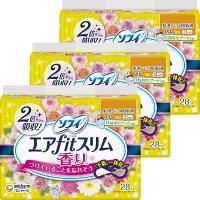 ナプキン 多い昼～ふつうの日安心用 羽なし 21cm ソフィ エアfitスリム Happyブーケ香り 1セット（28枚×3個） ユニ・チャーム