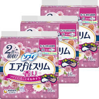 ナプキン 生理用品 特に多い昼用/長時間用 羽つき ソフィ エアfitスリム Happyブーケ香り 1個（16枚×3個） ユニ・チャーム