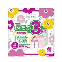 トイレットペーパー 4ロール入 再生紙配合 ダブル 75m パフィー長さが3倍4ロール 1パック（4ロール入り） 大王製紙