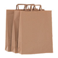 スーパーバッグ　未晒手提袋（ベーシックタイプ/平紐）茶無地　L　1セット（50枚入） オリジナル