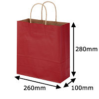 手提げ紙袋　丸紐　ベーシックカラー　赤　S　1袋（50枚入）　スーパーバッグ  オリジナル