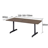 プラス　Tレッグテーブル　ストレートタイプ　ダークウォルナット　幅1200×奥行800×高さ695mm　1台（2梱包）　（取寄品）