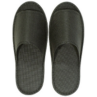 【アウトレット】カラー不織布使いきりスリッパ　ブラック　1袋（10足入）