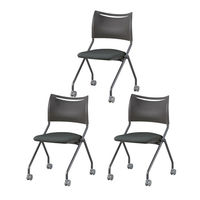 アイリスチトセ ネスティングキャスターチェア ブラックフレーム グレー LTS-4N-B-F-GY 1箱（3脚入） 会議椅子 幅574、座高440mm