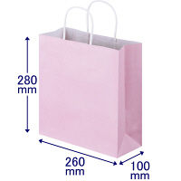 手提げ紙袋　丸紐　パステルカラー　ピンク　S　1パック（3箱計900枚）　スーパーバッグ  オリジナル