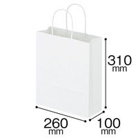 丸紐 クラフト紙手提袋 白無地 幅260×高さ310×マチ幅100mm 260巾 1袋（50枚入） スーパーバッグ
