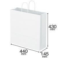 丸紐 クラフト紙手提袋 白無地 幅440×高さ430×マチ幅145mm 440巾 1箱（200枚：50枚入×4袋） スーパーバッグ
