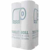 トイレットペーパー　12ロール×8パック　再生紙　ダブル　30m　オリジナルトイレットロールリサイクル100　1箱（96個：12ロール×8パック入）　アスクル