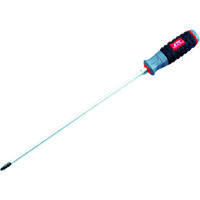 京都機械工具 KTC グリップドライバー 樹脂柄ドライバロング軸 クロス貫通タイプNo.2 D1P2-230 1本(1個) 373-3645（直送品）