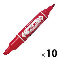 ハイマッキー 太字/細字 赤 10本 油性ペン MO-150-MC-R ゼブラ