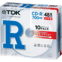 【アウトレット】TDK　CDR700MB　5mmプラケース　CD-R80PWDX10B　1パック（10枚入）