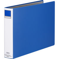 アスクル　パイプ式ファイル 両開き　ベーシックカラースーパー（2穴）A3ヨコ　とじ厚50mm背幅66mm　ブルー　10冊  オリジナル