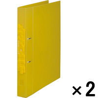 【アウトレット】キングジム ブリックスレバーリングファイル Dタイプ 2穴 背幅37mm 黄 A4タテ 1セット（2冊：1冊入×2） 3872TBRキイ