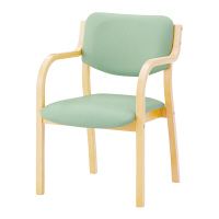 アイリスチトセ 福祉用イス グリーン幅520mm 天然木 スタッキング椅子
