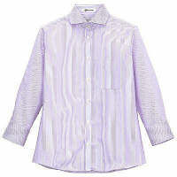ストライプホゾンシャツ（レディース）　紫　FB4007LA-19-11