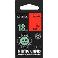 カシオ CASIO ネームランド テープ 蛍光色タイプ 幅18mm 蛍光赤ラベル 
