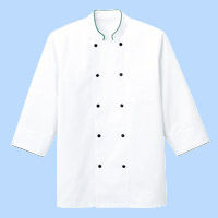 ボンマックス　コックシャツ（ユニセックス)　FB4513U　ホワイト×グリーン　LL　（直送品）
