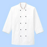 ボンマックス　コックシャツ（ユニセックス)　FB4513U　ホワイト×ブラウン　SS　（直送品）