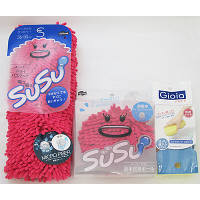 【アウトレット】山崎産業　SUSU　バス3点セット（バスマット・お手拭きボール・バススポンジ）　トロピカルピンク　1セット