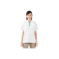 住商モンブラン ポロシャツ（男女兼用・半袖） 白×グリーン×ピンク L 72-416（直送品）