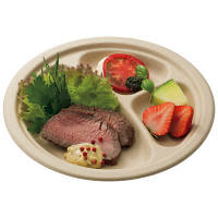 【アウトレット】未晒し麦モールド　仕切付プレート　23.5cm　1袋（50枚入）