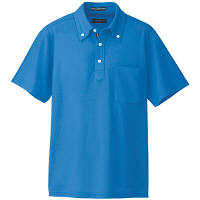 AITOZ（アイトス） 半袖ボタンダウンポロシャツ（男女兼用） 介護ユニフォーム ブルー 4L AZ-7617-006（直送品）