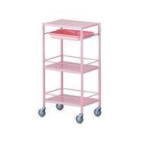 アズワン カラフル回診車(ミニ)3段 ピンク 470×320×915mm NCCM-3HP 1台 8-8638-04（直送品）