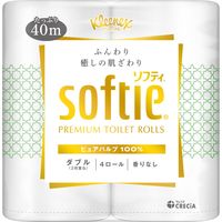 トイレットペーパー ダブル 4ロール 40m パルプ クリネックスソフティ ピュアホワイト 1パック（1パック4ロール入） 日本製紙クレシア