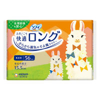 パンティライナー　無香料　羽なし　15.5cm　ソフィ　ふわごこち　快適ロング　1パック（56枚入）　ユニ・チャーム