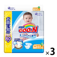 【アウトレット】グーン おむつ テープ M（6～11kg） 1ケース（80枚入×3パック） まっさらさら通気 エリエール おむつ