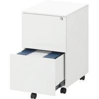 Ceha スチールキャビネット 2段 ダブルサスペンション ホワイト 幅380×奥行470×高さ616mm 1台（取寄品）