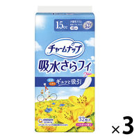 吸水ナプキン チャームナップ 吸水さらフィ 少量用スリム 15cc 羽なし 19cm  1セット（96枚：32枚入×3パック）ユニ・チャーム