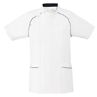 ルコックスポルティフ　メンズジャケット（サイドファスナー　医務衣）　UQM1001　ホワイト×ネイビー　M