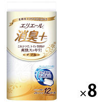 トイレットペーパー 12ロール入×8 パルプ ダブル 25m エリエール消臭プラストイレットティシューフレッシュクリアの香り 1ケース（12ロール入×8パック）