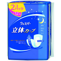 【アウトレット】ナプキン 夜・多い日用 羽なし 28cm ウィスパー 立体カーブ 1セット（12枚×2個） P＆G